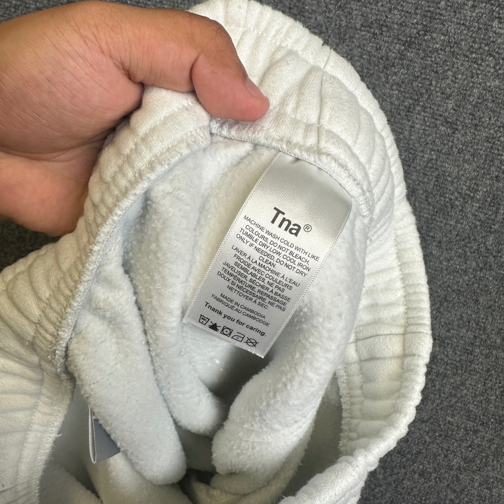 Aritzia Tna Cozy Fleece Mega Cargo Sweatpants Womens 2XS White Joggers High Rise - Picture 6 of 13